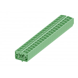 Проходная клемма (MINI) 254346, Проходная клемма, MINI, верхний подвод кабеля, 4 точки подключения, тип фиксации провода: пружинный, номинальное сечение: 2,5 мм кв., 24A, 800V, ширина: 10 мм, цвет: зеленый, тип монтажа: якорная защелка в панель