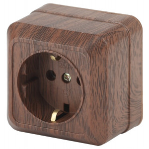 2-202-10 Розетка 2P+E Schuko, 16А-250В, IP20, ОУ, Quadro, венге (10/200/3000) Б0030124