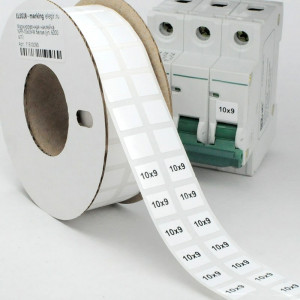 Маркировка прямоугольная NPP-10х09 W, Маркировочная наклейка, для позиционного обозначения электрооборудования в шкафу и маркировки провода, размер 10х9 мм, цвет белый, для принтера: RT200, RT230, в упаковке 6000 наклеек