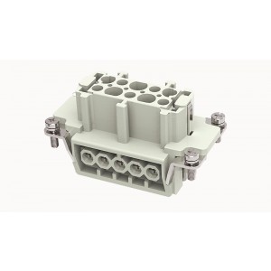 Розеточная контактная вставка DE-010-F, Розеточная контактная вставка, винтовая фиксация, 10 полюсов + PE, типоразмер 10B, 500V, 16A, сечение обслуживаемых проводников 0,75-2,5 мм кв, тип покрытия контактов: серебро