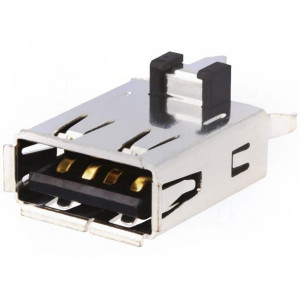 UBAS-4R-D14D-4D(LF)(SN), Гнездо, USB A, на плату, THT, PIN 4, прямой, Верс USB 2.0, позолота