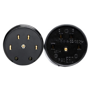 Разъем РШ-ВШ 32А 380В 3P+PE (ОУ) карболитовый черный PROxima AS-380-O-04