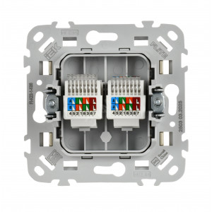 FLITE Розетка 2-местная компьютерная RJ45 категория 5Е UTP РК5е-2-0-ФлСл сливочный IEK FI-K22-1-K86