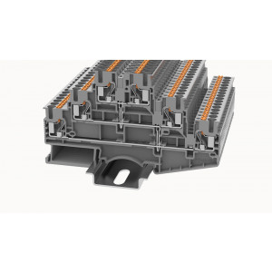 Этажная клемма DS2.5-3L-PV-01P-11-00Z(H), Этажная клемма, 3 этажа, межэтажное соединение, тип фиксации провода: Push-in, номинальное сечение: 2,5 мм кв., 20A, 500V, ширина: 5,2 мм, цвет: серый, тип монтажа: DIN35