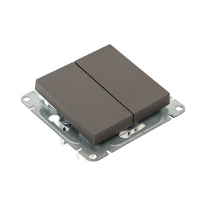 Механизм выключателя, двухклавишный, кнопочный, мокко Эпика EKF UP1-SWM-23