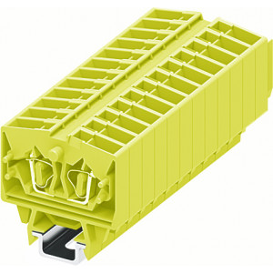 Проходная клемма (MINI) 254365, Проходная клемма, MINI, верхний подвод кабеля, 2 точки подключения, тип фиксации провода: пружинный, номинальное сечение: 2,5 мм кв., 24A, 800V, ширина: 6 мм, цвет: желтый, тип монтажа: DIN15