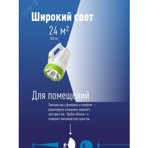 Фонарь аккумуляторный LED 3Вт + 16SMD2835 3 режима аккум. 4В 1.2А.ч KOCAccu678Ex