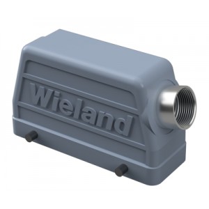 Крышка разъема BAS GOT GA 24 M25 A2, Крышка разъема на кабель, типоразмер 24B, без уплотнителя, 1 отверстие с резьбой для кабельных вводов M25x1,5, с резьбовым удлинителем, с боковым расположением, без защелок (упоры для двух защелок), материал корпуса: алюминиевый сплав