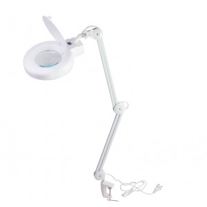 8608-D, Настольная лупа-лампа , линза 120 мм , х8 , люминисцентная подсветка , на струбцине