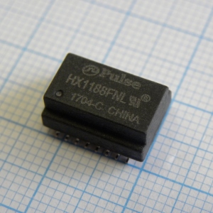 HX1188FNLT, Телекоммуникационный трансформатор 10/100BaseTX 1:1/1:1 16Term. Gull Wing SMD