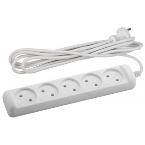 Удлинитель электрический U-5-3m-2x1 без заземления 5 розеток 3м ПВС 2x1мм2 10А Б0028364