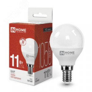 Лампа светодиодная LED-ШАР-VC 11Вт шар 4000К нейтр. бел. E14 1050лм 230В 4690612020594