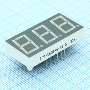 FYT-5631AG-21, 3-х разрядный индикатор 14,2мм/зеленый/570нм/14-18мкд/ОК