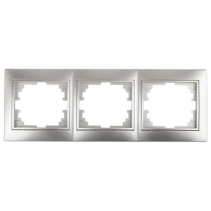 Рамка для розеток и выключателей Plano 1-503-03 на 3 поста горизонтальная, СУ, алюминий Б0030098