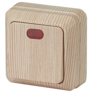 2-102-11 Выключатель с подсветкой, 10А-250В, IP20, ОУ, Quadro, сосна (10/200/3600) Б0027636