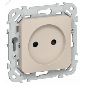 FLITE Розетка без заземления с защитными шторками безвинтовое крепление 10А РСш01-1-ФлЛ льняной IEK FI-R13-10-1-K88