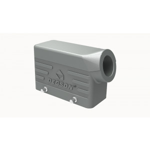 Крышка разъема D16B-SE-4g-PG21, Крышка разъема на кабель, типоразмер 16B, без уплотнителя, 1 отверстие с резьбой для кабельных вводов PG21, с боковым расположением, без защелок (упоры для двух защелок), материал корпуса: алюминиевый сплав