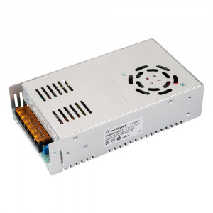 Блок питания JTS-360-24-A (0-24V, 15A, 360W) 025994, Регулируемый источник напряжения с гальванической развязкой для светодиодных изделий. Входное напряжение 88-264 VAC. Выходные параметры: 0-28.5 В, 15 А, 360 Вт. Встроенный PFC >0.5. Негерметичный алюминиевый сетчатый корпус IP 20. Габаритные размеры длина