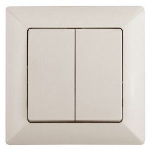 4-104-02 Выключатель двойной, 10А-250В, СУ, Solo, сл.кость (10/200/2400) Б0043285