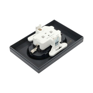 Механизм розетки двойной, 16А, с заземлением, со шторками, с рамкой, графит Эпика EKF UP1-SOG-211