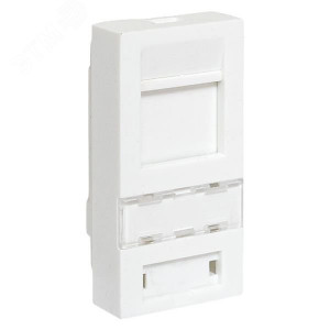 Вставка розеточная 45х22.5мм формат Mosaic на 1 модуль Keystone защ. шторки с маркером бел. TERACOM PRO TRP-INS-MOS-1M1P-WH