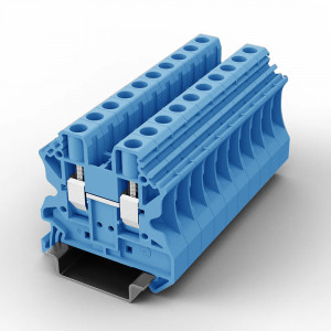 Проходная клемма UUT-6-BE, Проходная клемма, тип фиксации провода: винтовой, номинальное сечение: 6 мм кв., 41A, 1000V, ширина: 8,2 мм, цвет: синий, тип монтажа: DIN35