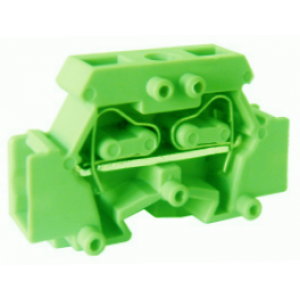 Проходная клемма (MINI) UJ2-2.5(GN), Проходная клемма, MINI, боковой подвод кабеля, 2 точки подключения, тип фиксации провода: пружинный, номинальное сечение: 2,5 мм кв., 24A, 500V, ширина: 6 мм, цвет: зеленый, тип монтажа: в зависимости от торцевой крышки