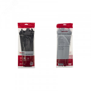 Хомут-стяжка кабельная нейлоновая 300x7,6мм, черная (100 шт/уп) 07-0303