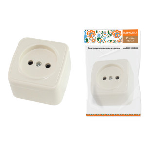 Розетка 2П открытой установки IP20 10А, сл. кость "Дача" Народная SQ1824-0020