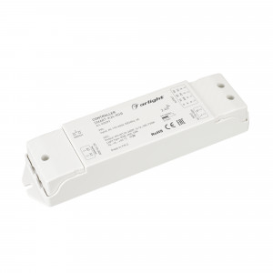 Контроллер SMART-K24-RGB (230V, 3x1A, 2.4G) 028293, Контроллер для 230V светодиодной ленты (ШИМ). Питание/рабочее напряжение AC 110-240V, максимальный ток 1A на канал, 3 канала, максимальная мощность 330-720W. Винтовые клеммы. Корпус - PVC. Габариты 175х45х27 мм. Управляется пультами и панелями серии SMART