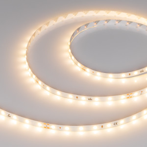 Лента DOT-X64-8mm 24V Warm3000 (5 W/m, IP20, 5m) 040233, Лента DOT с видимой световой точкой. Светодиод Point Light, 64 шт/м (320 шт на 5 м), белая плата, ширина 8 мм, скотч 3M. Цвет ТЕПЛЫЙ 3000 K, цветопередача CRI>80, угол 145°. Питание 24 В, мощность 5 Вт/м (25 Вт на 5 м). Размеры 5000x8x1.2 мм. Мин. отрезок