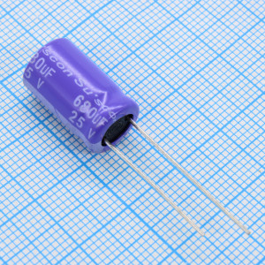 HX025M681G16PKKKS00R, Конденсатор алюминиевый электролитический 680мкФ 25В ±20% радиальный (10х16)мм 105°C