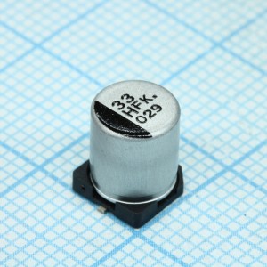 EEEFK1H330XP, Конденсатор алюминиевый электролитический 33мкФ 50В ±20% (6.3 X 7.7мм) для поверхностного монтажа 195мА 2000час 105°С автомобильного применения лента на катушке