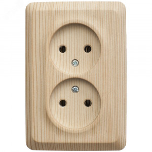 ЭТЮД O/У двойная угловая РОЗЕТКА без заземления без шторок 16А, СОСНА, Россия PA16-105D