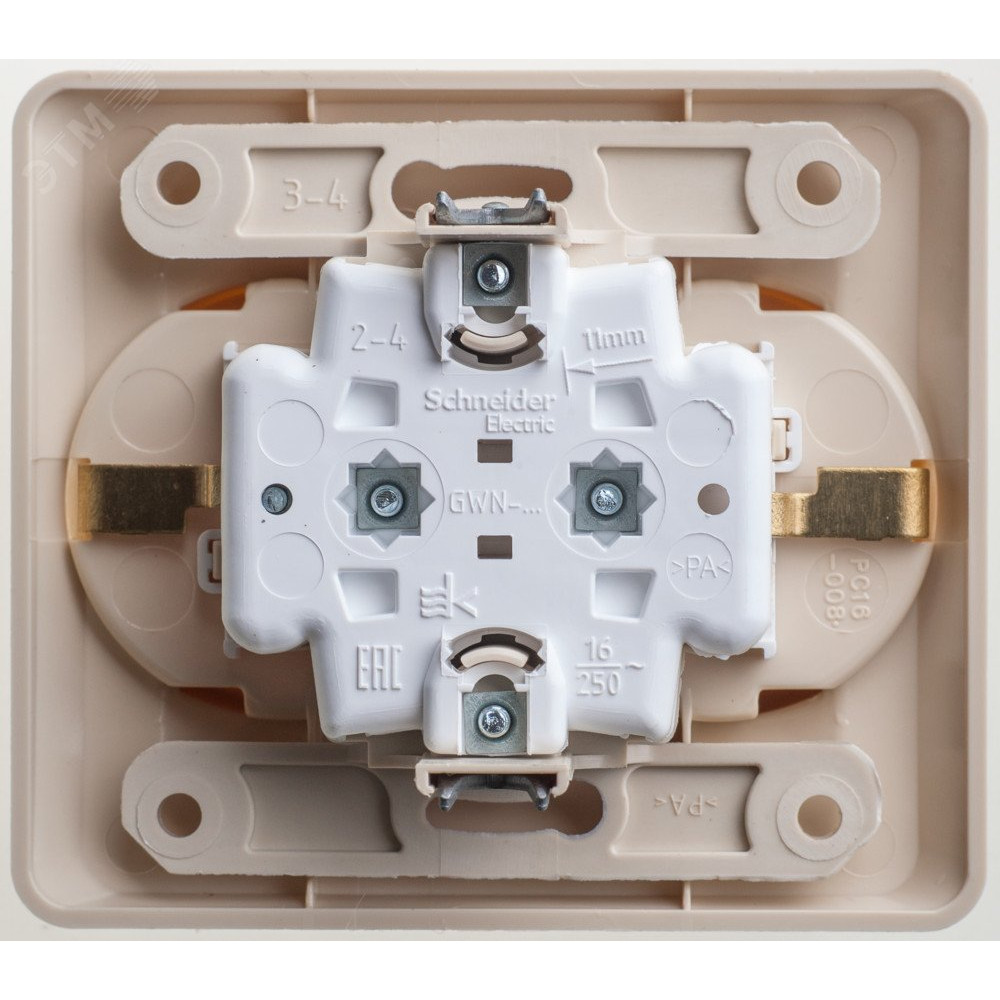 Изображение товара Розетка двухместная с заземлением IP20 16А 220В кремовая SYSTEME ELECTRIC