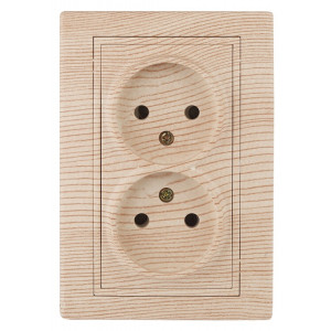 1-204-11 Розетка 2х2P, 16А-250В, IP20, СУ, Plano, сосна (10/100/1500) Б0030069