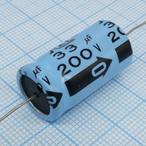 SA-200-33, Электролитический конденсатор с аксиальными выводами 200В 33мкФ 13*27
