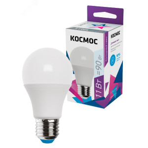 Лампа светодиодная A60 11Вт 6500К E27 220В КОСМОС LkecLED11wA60E2765