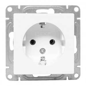 Механизм розетки, 16А, с заземлением, без шторок, белый Эпика EKF UP1-SOW-110