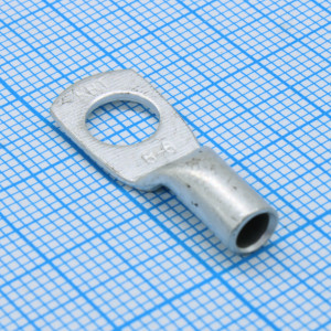 Наконечник кабельный ТМЛС 6-6, Наконечник кабельный медный луженый стандарта «КВТ» кольцевой М6 для опрессовки проводов сечением 6 мм2