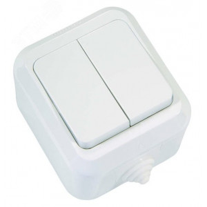 Выключатель 2-кл. ОП 10А IP44 п/герм. бел. 18301