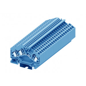 Проходная клемма 204963, Проходная клемма, 3 точки подключения, тип фиксации провода: пружинный, номинальное сечение: 4 мм кв., 32A, 800V, ширина: 6 мм, цвет: синий, тип монтажа: DIN35