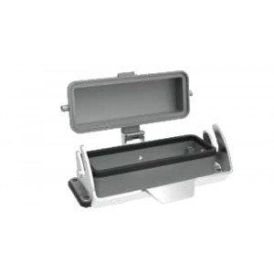 Открытое основание разъема D24B-BK-1L-MCV, Основание разъема на панель, открытое, типоразмер 24B, с уплотнителем, с одной защелкой, с защитной крышкой, материал корпуса: алюминиевый сплав