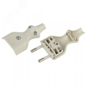 Вилка V2 без заземления 6A прямой ввод белая Б0019184