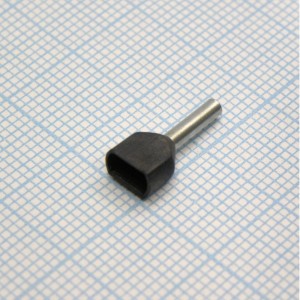 TE  7508 Black, наконечник кабельный торцевой сдвоенный трубчатый с изоляцией, L=14.7/8мм, провод 2х0.75мм2