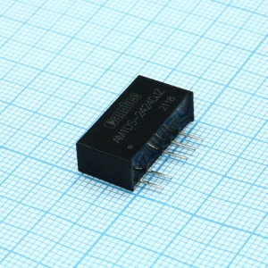 AM1DS-2424DJZ, DC/DC, 1Вт, вход 21.6…26.4В, выход ±24V/±0.003…0.021A, изоляция 1500В DC, КПД 80%, максимальная емкостная нагрузка не более 100мкФ, SIP7, 19.65x6x10.16мм, -40…105°C, пластик