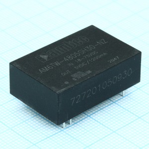AM6TW-4805SH30-NZ, DC/DC, 6Вт, вход 18…75В, выход 5В/1.2А, изоляция 3000В DC, КПД 83%, максимальная емкостная нагрузка не более 2200мкФ, DIP24, 31.6x20.3x10.2мм, -40…85°C, пластик