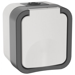 Розетка 1-м ОП TORS 16А IP55 TS220 с заземл. с крышкой бел. TS-R16-16-55-K41