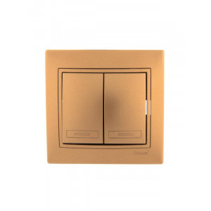 Выключатель 2-кл. СП Mira 10А IP20 со вставкой зол. метал. 701-1313-101