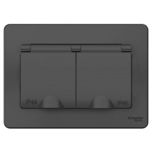 Розетка 2-м СП Blanca 16А IP44 250В с заземл. защ. шторки с крышкой антрацит SE BLNRS441126